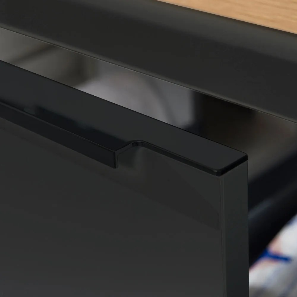 Mereo Mailo, kúpeľňová skrinka 121 cm, čierne madlo, Multidecor, Javor Hard šampanský, MER-CN593SBJHS2