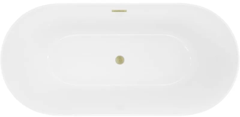 Mexen Luna, Slim voľne stojaca vaňa 170 x 75 cm, biela, zlatý matný prepad, 52041707500-55