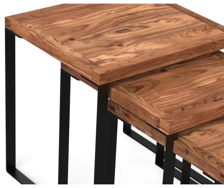 furniture-nabytek.cz - Sada 3 masívnych konferenčných stolíkov Sydney z akácie, lakovaných, hnedých