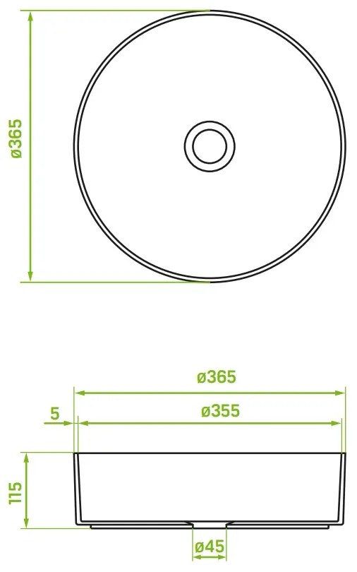 Laveo Desna, keramické umývadlo na dosku 360x360x120 mm, biela, LAV-VUD_6236