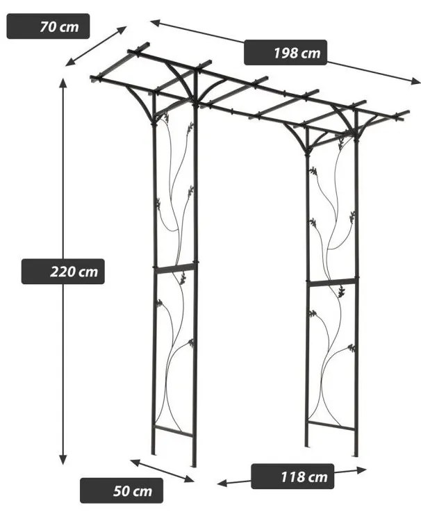 Garth záhradná oblúková pergola, 220 x 198 x 70 cm