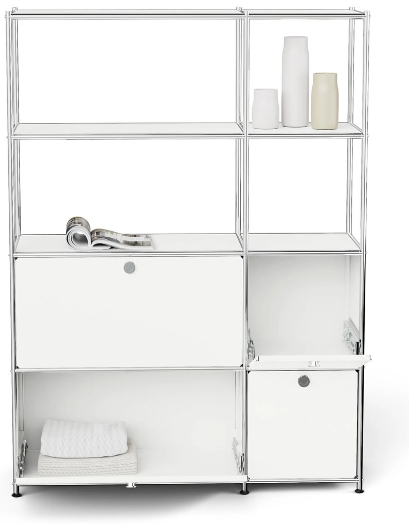 Kovová skrinka »CN3« so 4 výklopnými priečinkami, biela