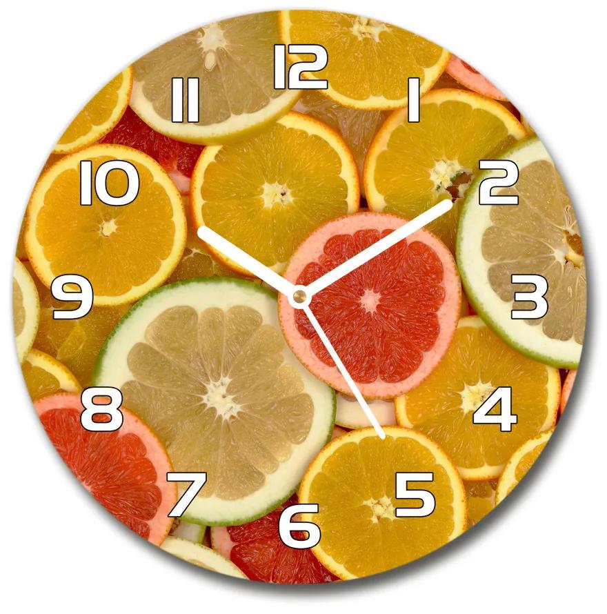 Sklenené hodiny okrúhle Citrusové ovocie pl_zso_30_f_75221709