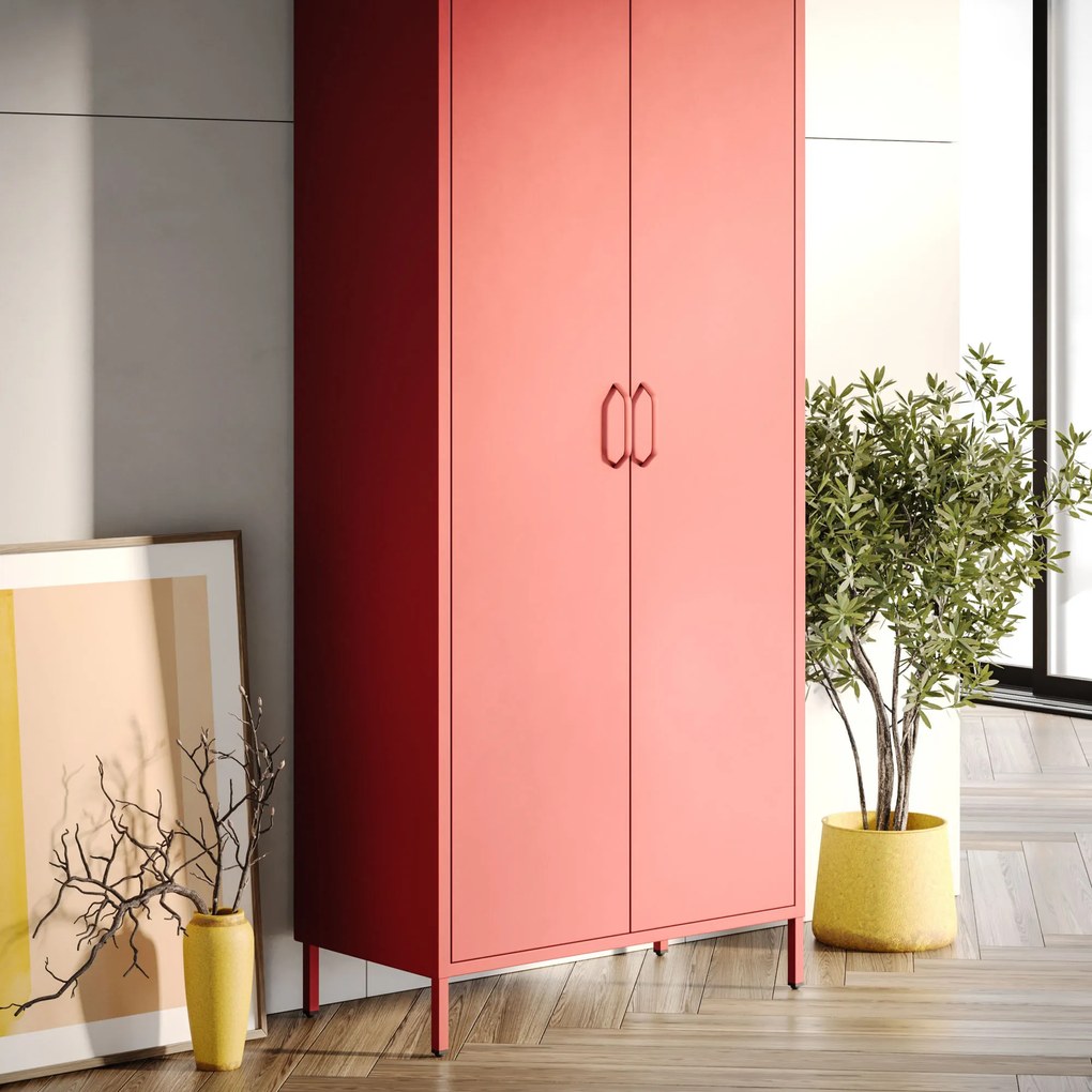 Šatníková skriňa FLAVIO, 800 x 1850 x 450 mm, Modern: červený farba