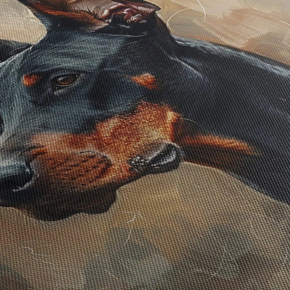 Obraz - Portrét Dobermana (90x60 cm)