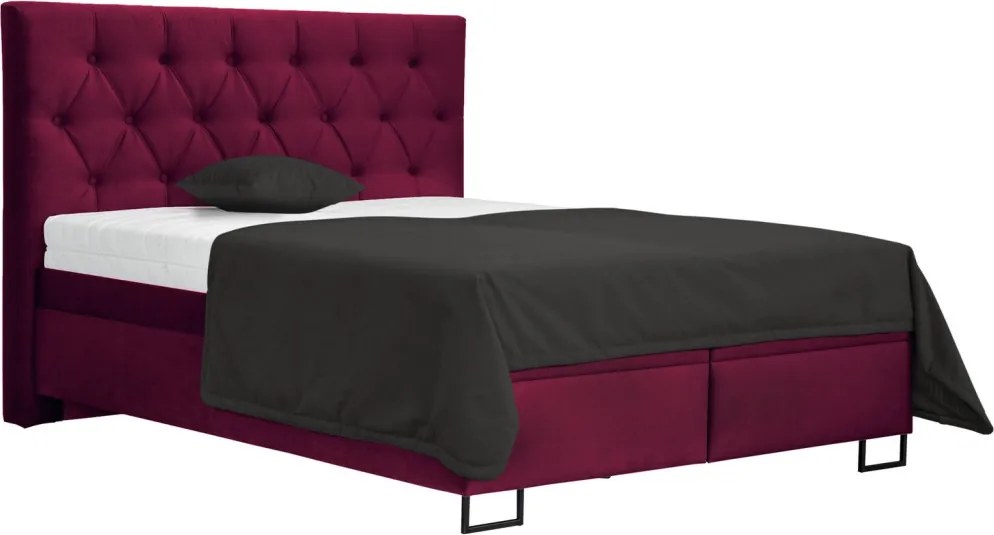 Posteľ Amy 180x200 cm, vínovo červená látka