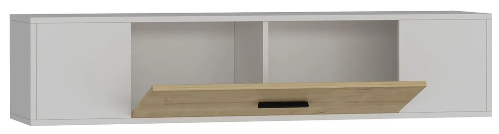 TV stolík/skrinka Kondor (biela + dub zafírový). Akcia -16%. Vlastná spoľahlivá doprava až k Vám domov. 1127728