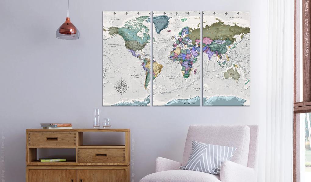 Artgeist Obraz na korku - World Destinations (3 Parts) [Cork Map] Veľkosť: 120x80