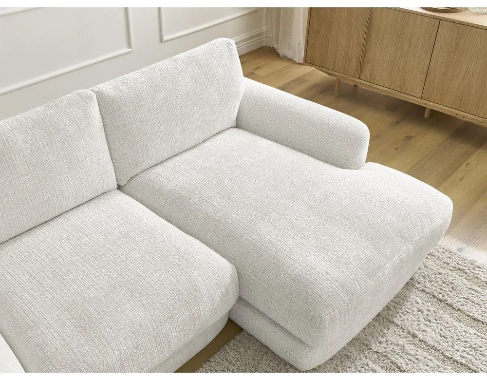 Biela ženilková rohová pohovka (pravý roh/s leňoškou) Leonore – Bobochic Paris