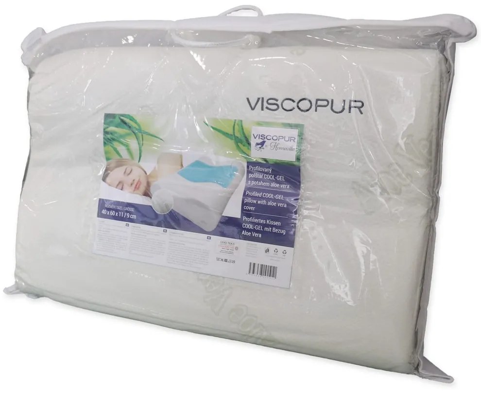 VISCOPUR Anatomický vankúš VISCOPUR® COOL GEL s gélovou vrstvou profilovaný - 30x50 cm