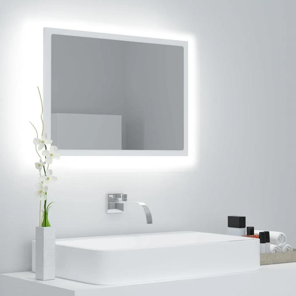 vidaXL Kúpeľňové zrkadlo s LED biele 60x8,5x37 cm spracované drevo