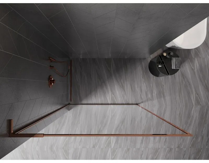 Mexen, Mexen Kioto-XF L sprchová stena s rámom 50 x 202 cm, priehľadná 10 mm, ružové zlato - 800-050-174-60-00-XF