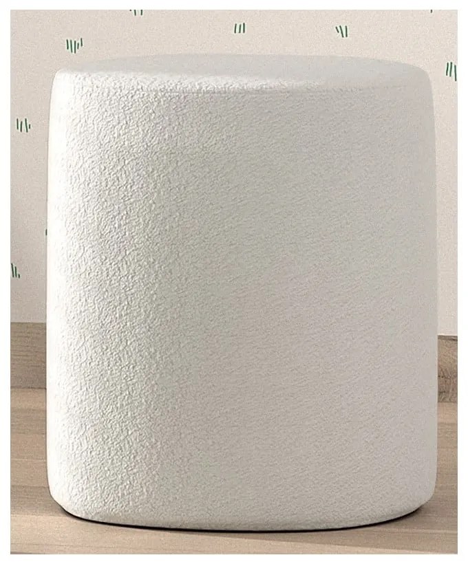 Biely detský puf z textílie buklé MOON – Vipack