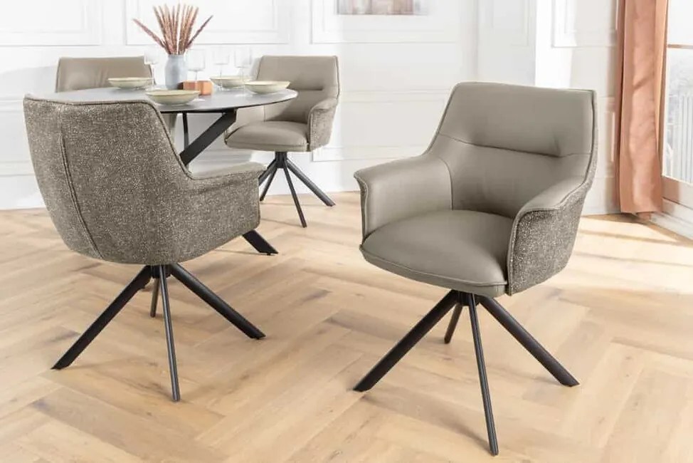 Kožená jedálenská stolička Nancy otočná o 180° taupe