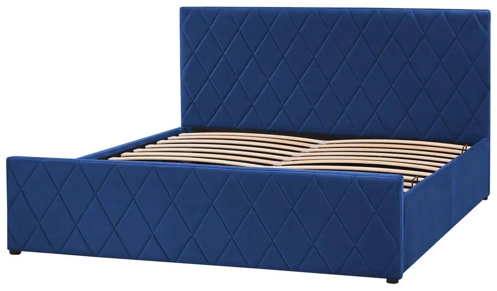 Manželská posteľ 160 cm Rhett (modrá) (s roštom a úložným priestorom). Vlastná spoľahlivá doprava až k Vám domov. 1075603