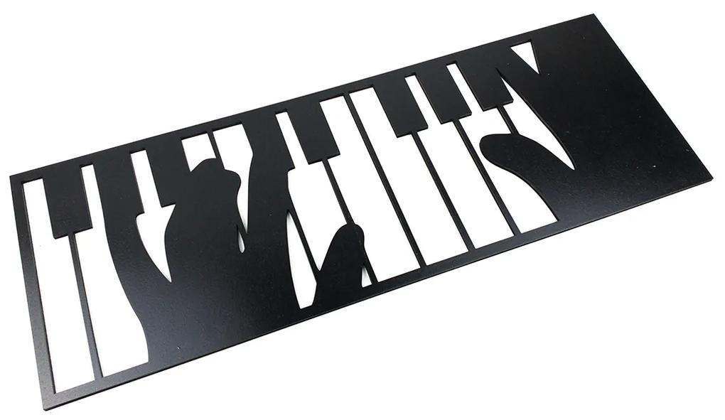 Veselá Stena Drevená nástenná dekorácia Hra na klavír čierny