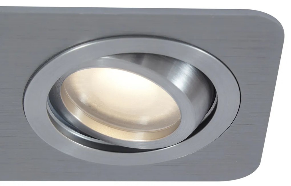 Sada 6 zaoblených zapustených bodových svetiel Gunmetal GU10 50 mm nastaviteľné IP44 2-svetlá - Alberto