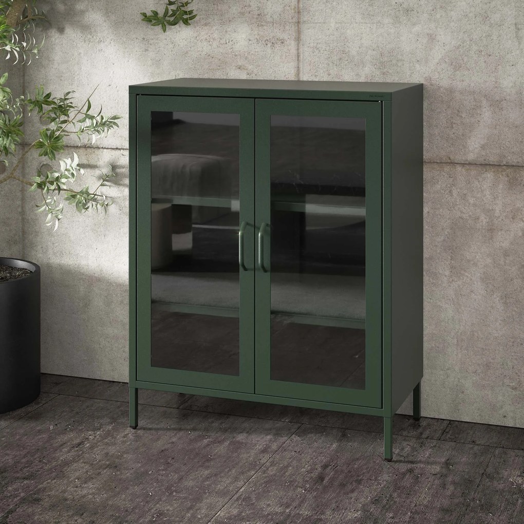 Vitrína GINA, 800 x 1015 x 400 mm, Modern: fľaškovo zelená farba