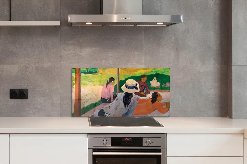 Sklenený obklad do kuchyne Art maľoval stretnutie 100x50 cm