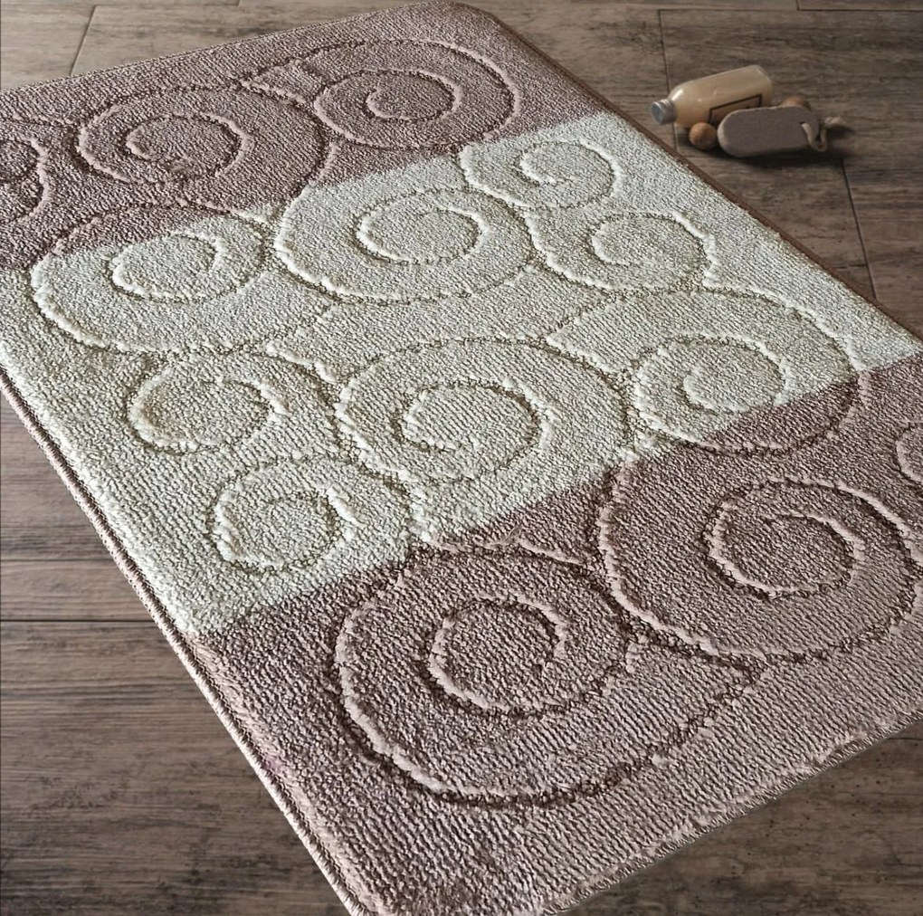 Súprava kúpeľňových predložiek s výrezom TÁŇA - waves - béžová