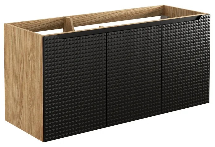 Závěsná skříňka Luxor Black s deskou a umyvadly 120 cm dub olejovaný/černá