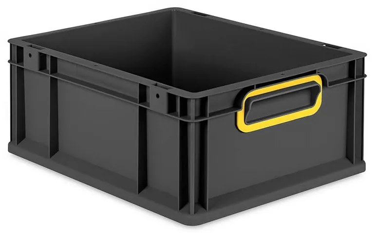 Sada 10 kusov - Eurobox Next Gen 2.0 Cycle - Stohovateľný kontajner s uzavretými rukoväťami - Žltý - 400 x 300 x 170 mm - Antracit