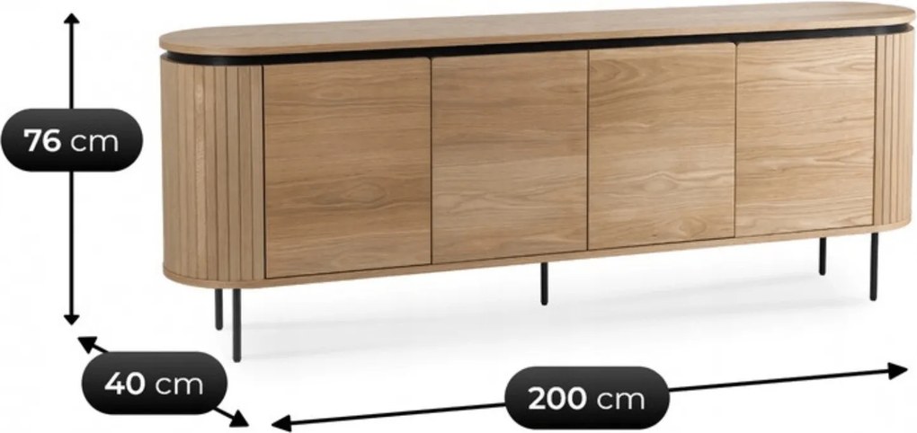 Vintino Komoda štvordverová ELISIE  200 cm dub