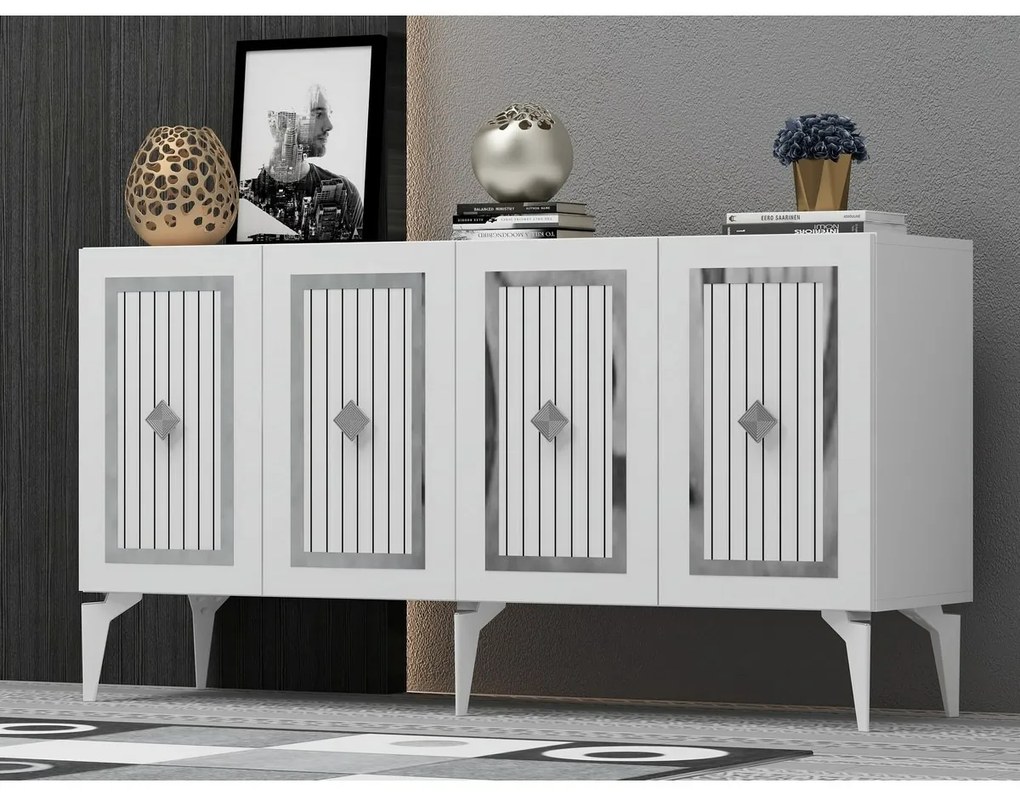 Skrinka Nora White and Silver