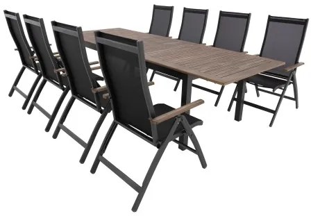 Doppler EXPERT WOOD Plus - záhradná hliníková sedacia súprava 8+1