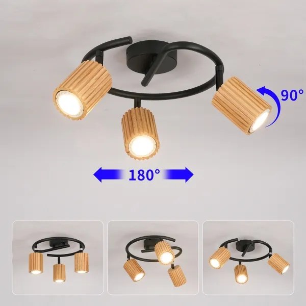 Brilagi - Bodové svietidlo MODERN WOOD 3xGU10/8W/230V, drevené/čierne
