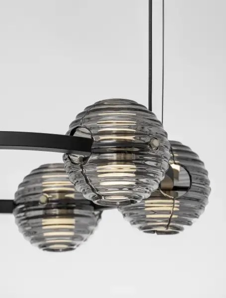 LED stmievateľný čierno-zlatý moderný luster Las 63