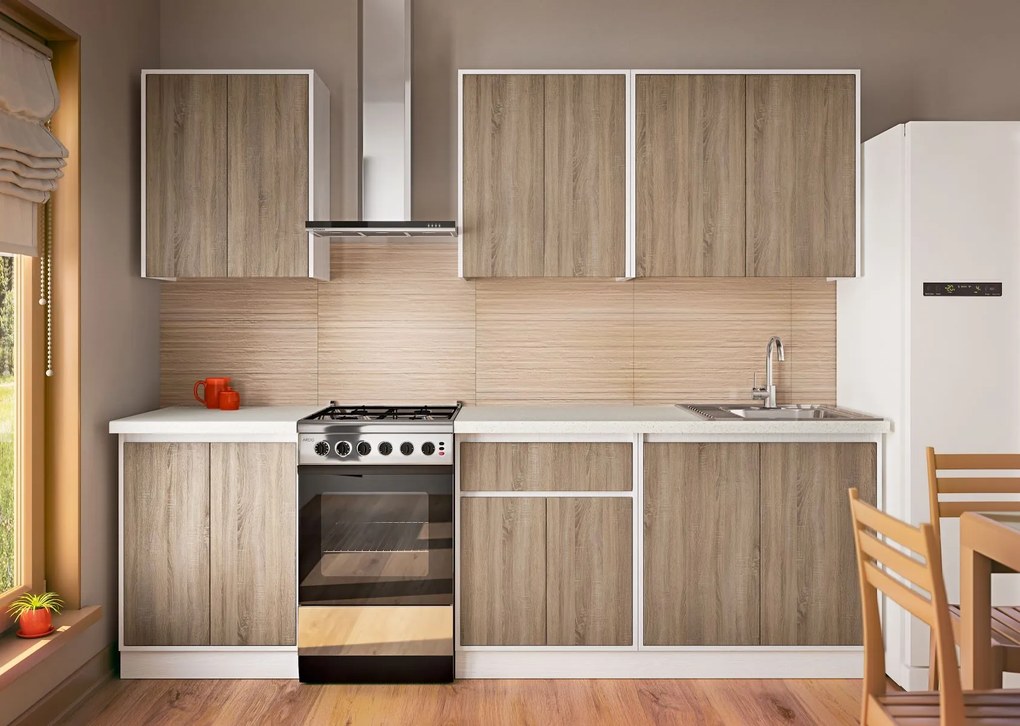 Kuchynská linka 200 MATEO, dub truffel-biela