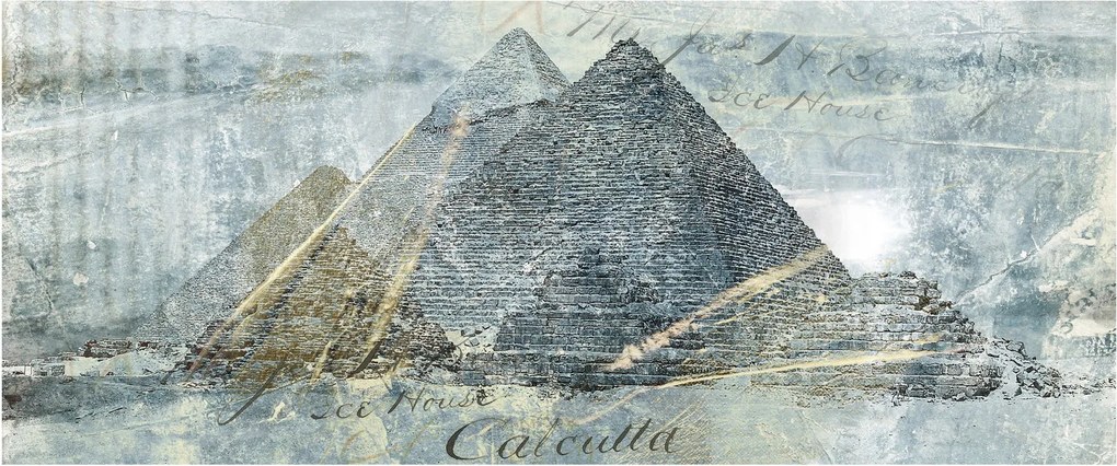 Obraz - Pyramídy v modrom filtri (120x50 cm)