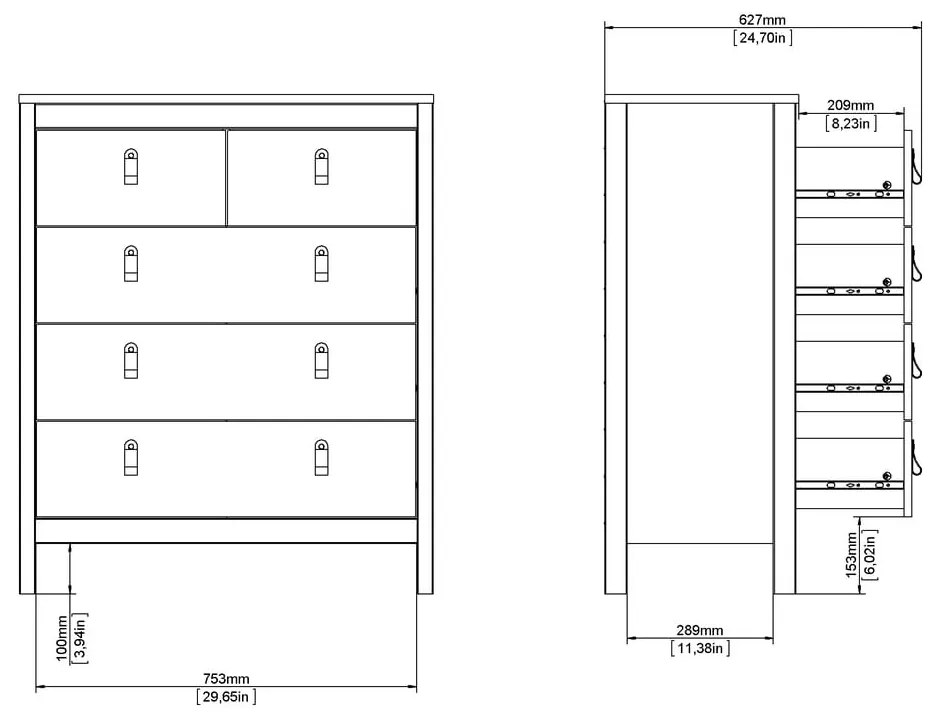 Čierna vysoká komoda 82x99 cm Madrid – Tvilum