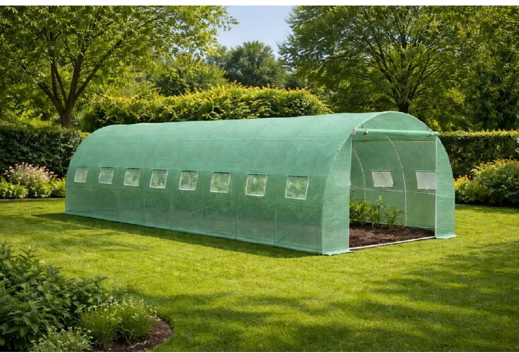 Záhradný fóliovník BestBerg BBGT‑24G / 24 m² / 8 × 3 × 2 m / zelená