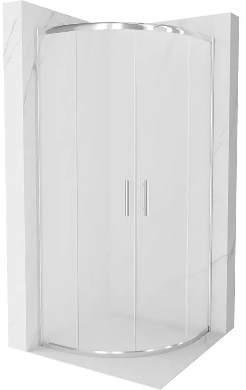 Mexen Rio, štvrťkruhový sprchovací kút s posuvnými dverami 70(dvere) x 70(dvere) x 190 cm, 6mm sklo námraza, chrómový profil, 863-070-070-01-30