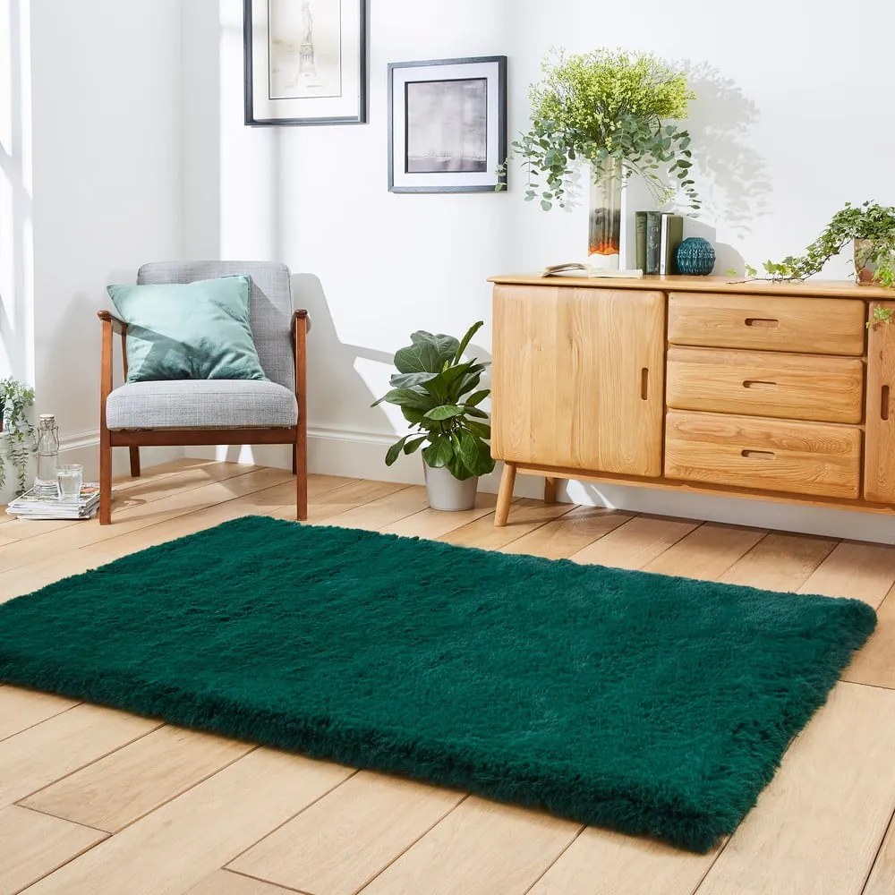 Smaragdovozelený koberec Think Rugs Super Teddy, 80 x 150 cm
