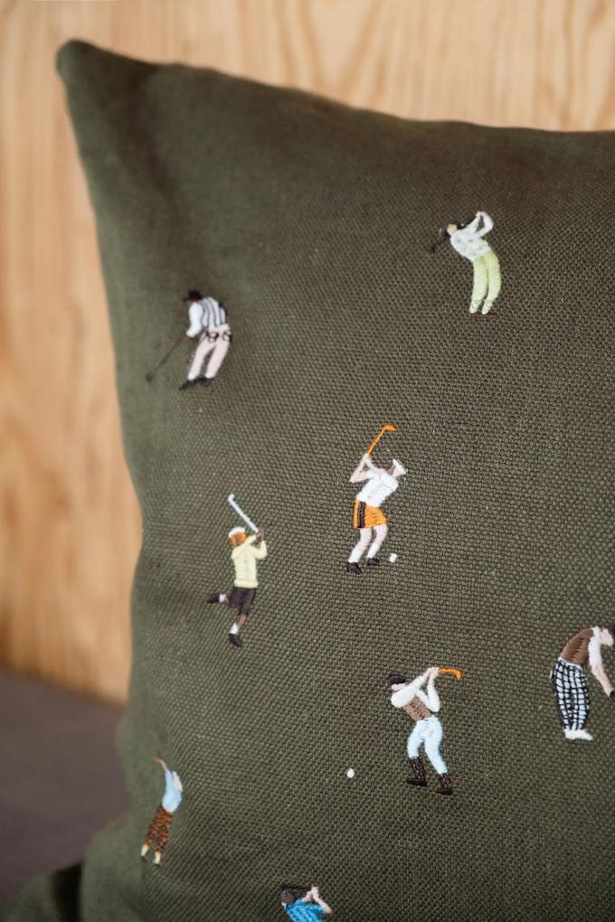 Fine Little Day Ľanový poťah na vankúš Golfers Embroidered 48x48 cm