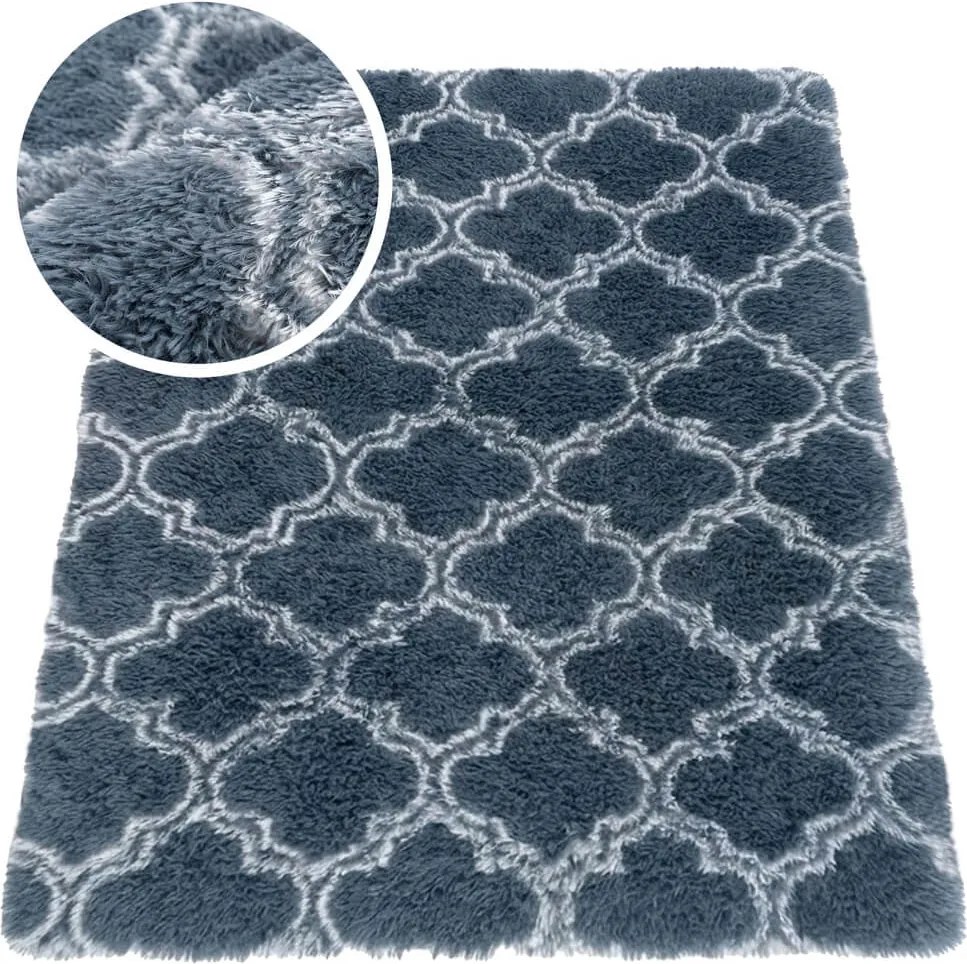TZ Sivo-modrý vzorovaný koberec shaggy Decor Latern Rozmer: 80x150 cm