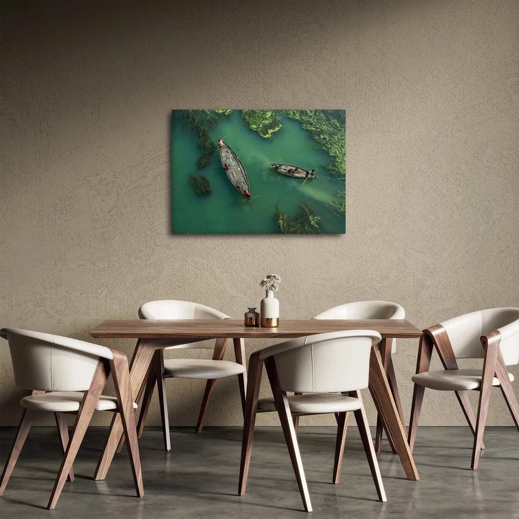 Obraz - Rybári na rieke (70x50 cm)