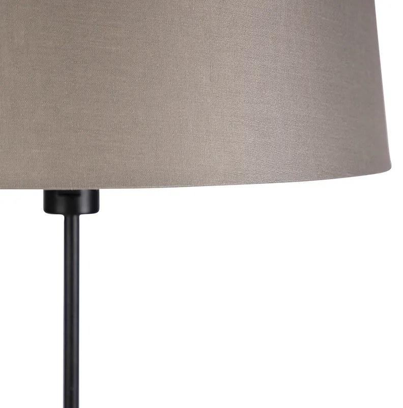 Stojacia lampa čierna s tienidlom z ľanového plátna taupe 45 cm nastaviteľná - Parte