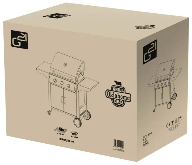 G21 Plynový gril Oklahoma, BBQ Premium Line