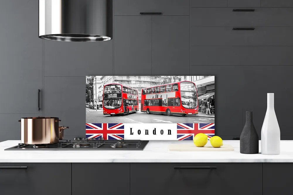 Sklenený obklad Do kuchyne Londýn autobus umenie 140x70 cm