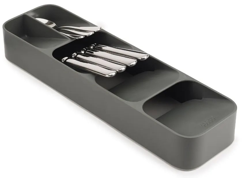 Sivý plastový príborník do zásuvky 11 x 39,5 cm Duo – Joseph Joseph