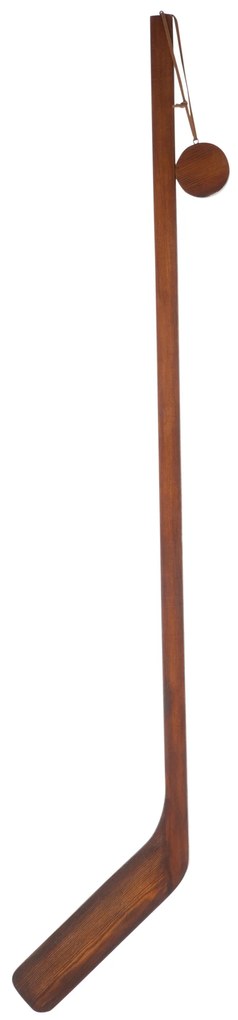 Dekorace dřevěná hokejka s pukem - 3*26*126 cm