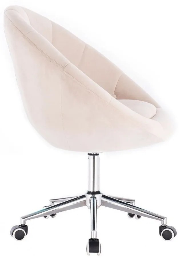 LuxuryForm DESIGN Kreslo VERA VELUR na striebornej podstave s kolieskami - krémové