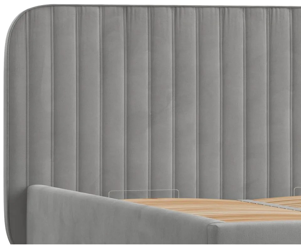 Sivá čalúnená dvojlôžková posteľ s úložným priestorom s roštom 180x200 cm Noto – Maison de Rêve