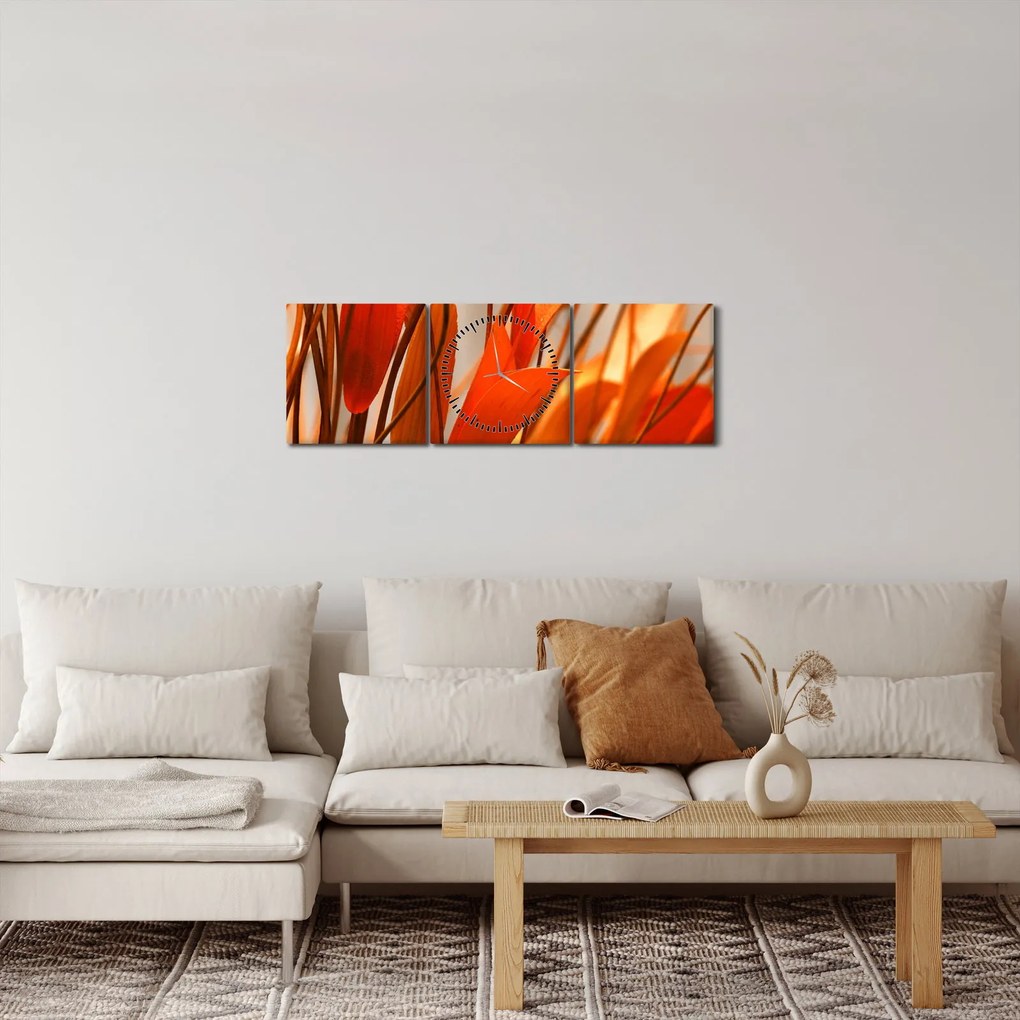 Obraz okvetných lístkov (s hodinami) (90x30 cm)