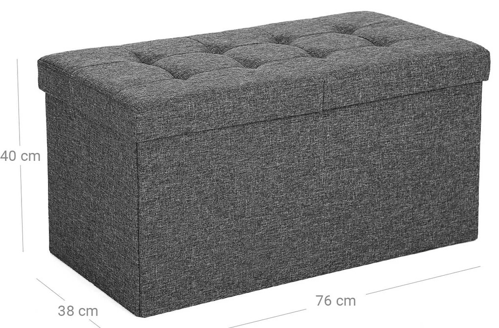 Taburet s odklápacím vekom OTTOMAN 76x38 cm, tmavosivý