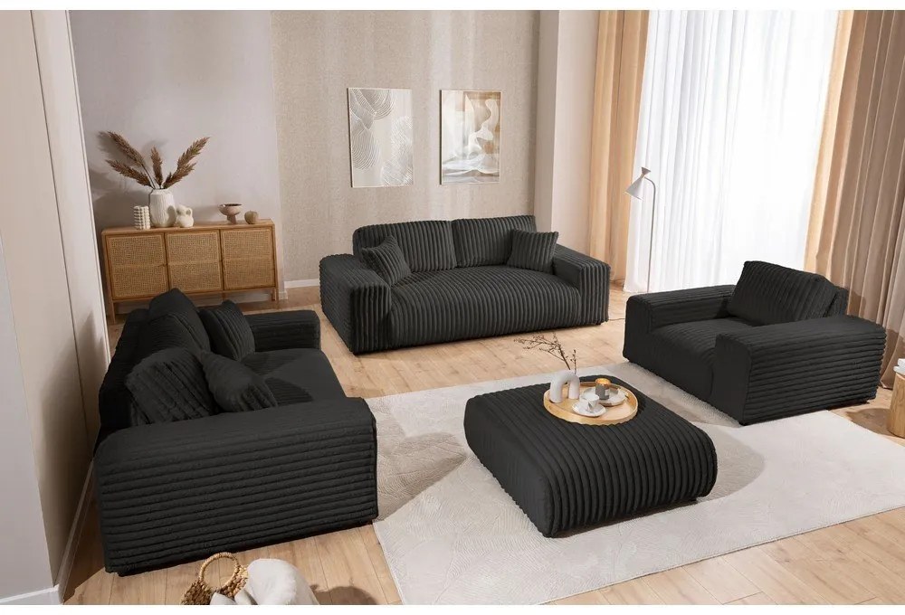 Tmavosivé menčestrové kreslo Justin – Ropez